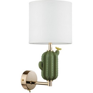 Бра Odeon Light Cactus 5425/1W золотой/зеленый/белый/металл/керамика/ткань E14 1*40W